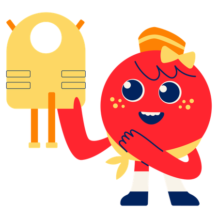 Mascot telling about Life Vest Usage  Illustration