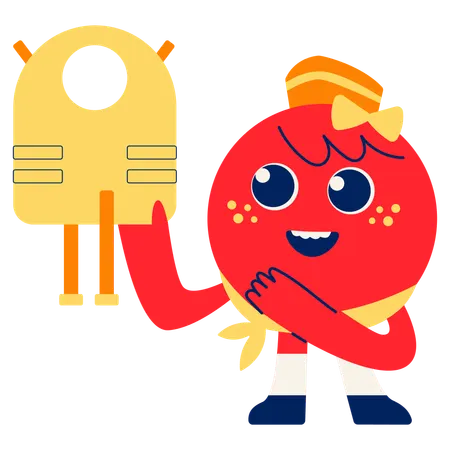 Mascot telling about Life Vest Usage  Illustration
