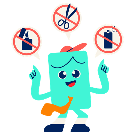 Mascot telling about Prohibited Items  Illustration
