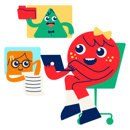 Mascot Virtual Meeting  Illustration