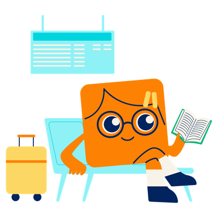 Mascot Waiting at Boarding Gate  Illustration
