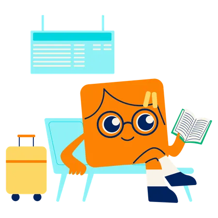 Mascot Waiting at Boarding Gate  Illustration
