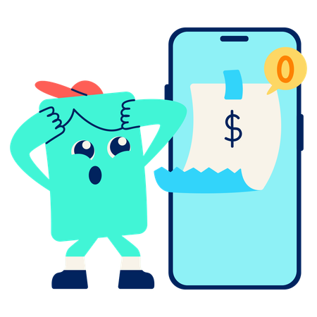 Mascot with No Payment History Available  Illustration
