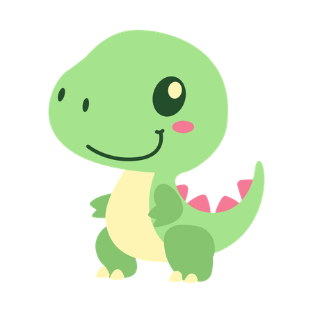 Mascota animal de dinosaurio dino con expresión de sonrisa  Ilustración