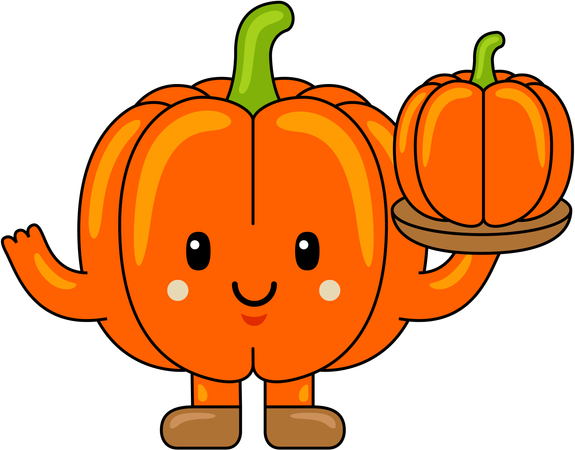 Mascota de calabaza sosteniendo una calabaza  Illustration