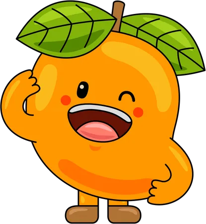 Mascota de mango guiñando el ojo  Ilustración