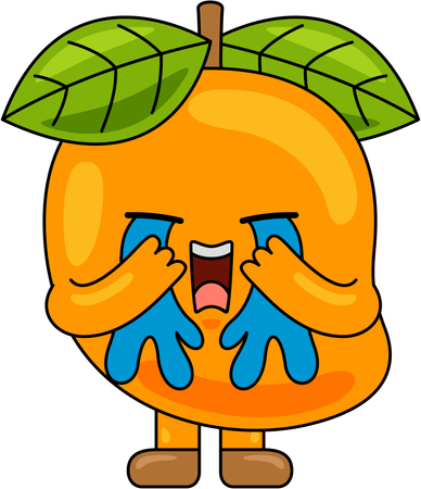 Mascota de mango llorando  Ilustración