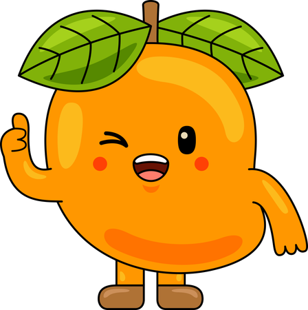 Mascota de mango mostrando pulgares hacia arriba  Ilustración