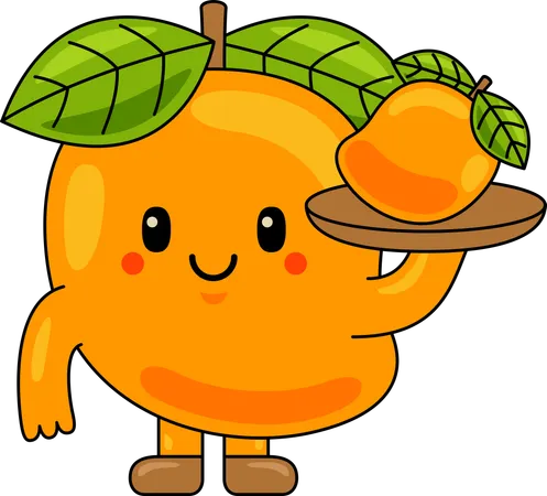 Mascota de mango sosteniendo un mango  Ilustración