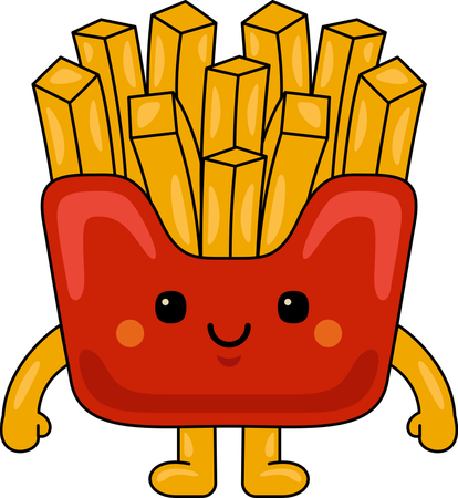 Mascota de papas fritas felices  Ilustración