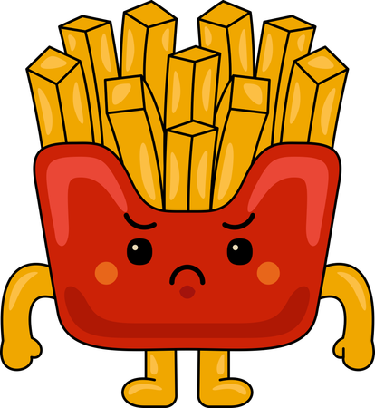 Mascota de papas fritas enojadas  Ilustración