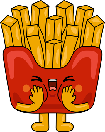 Mascota de papas fritas gritando  Ilustración