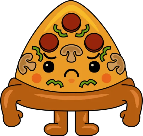 Mascota de pizza enojada  Ilustración