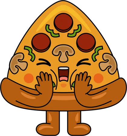 Mascota de pizza gritando  Ilustración