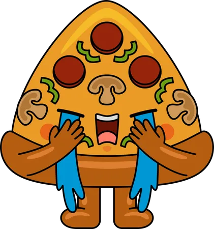 Mascota de pizza llorando  Illustration