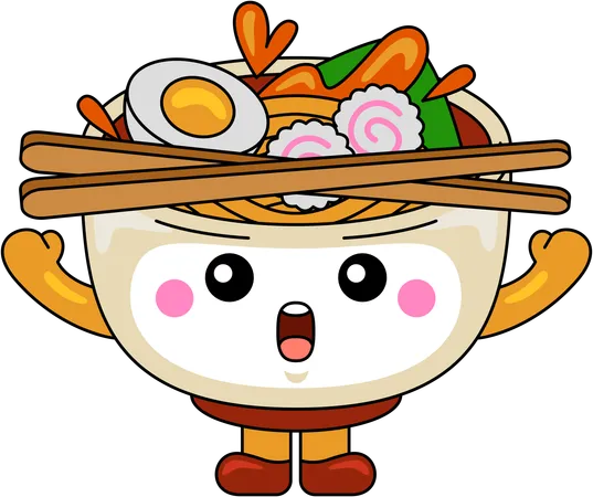 La mascota del ramen se siente sorprendida  Ilustración