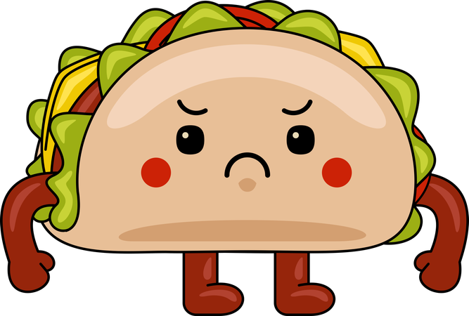 Mascota de taco enojada  Ilustración