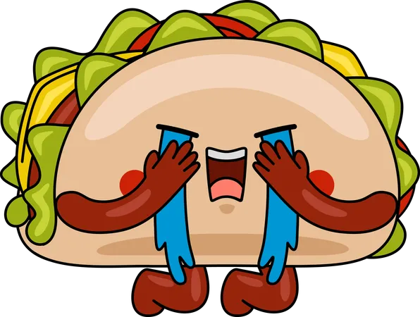 Mascota de taco llorando  Ilustración