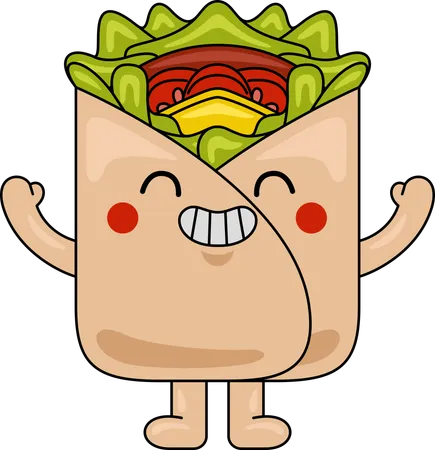 Mascota Wrap Riendo  Ilustración