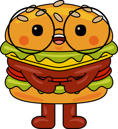 Mascota de hamburguesa  Ilustración