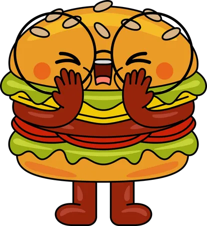 Mascota hamburguesa gritando  Ilustración