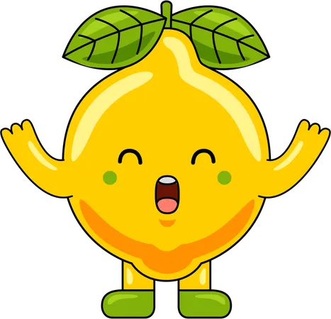 Mascota de limon riendo  Ilustración