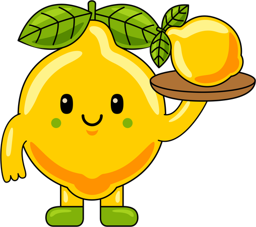 Mascota de limón sosteniendo un limón  Ilustración