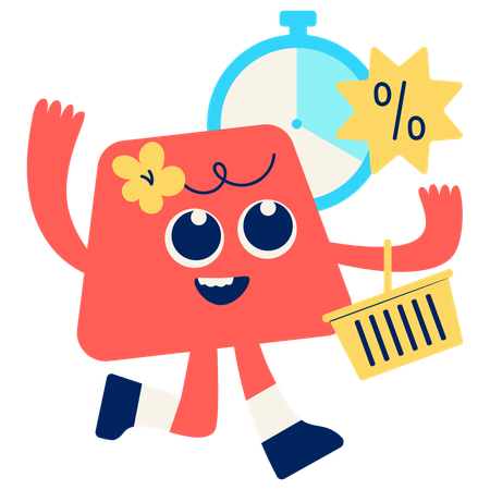 Mascota mostrando el frenesí de las ventas relámpago  Ilustración