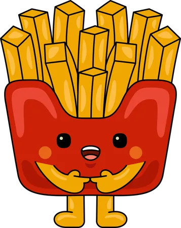 Mascota de papas fritas  Ilustración