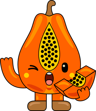 La mascota de la papaya dice hola  Ilustración