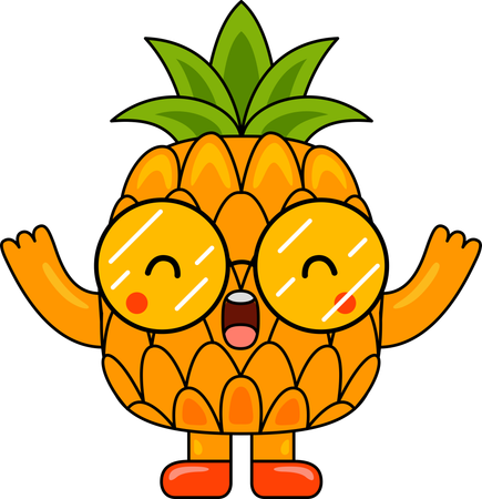 Mascota piña feliz  Ilustración