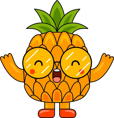 Mascota piña feliz  Ilustración