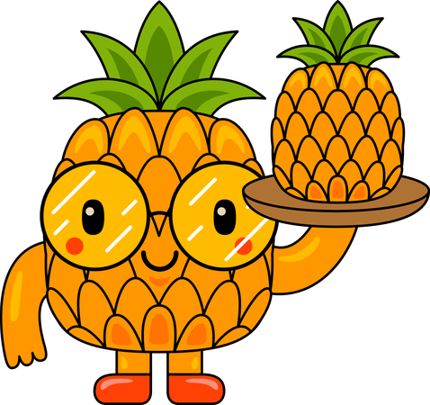 Mascota de piña sosteniendo una piña  Ilustración