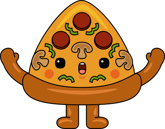 Mascota de pizza feliz  Ilustración