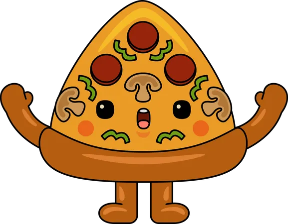 Mascota de pizza feliz  Ilustración