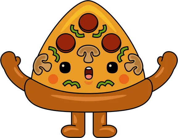 Mascota de pizza feliz  Ilustración