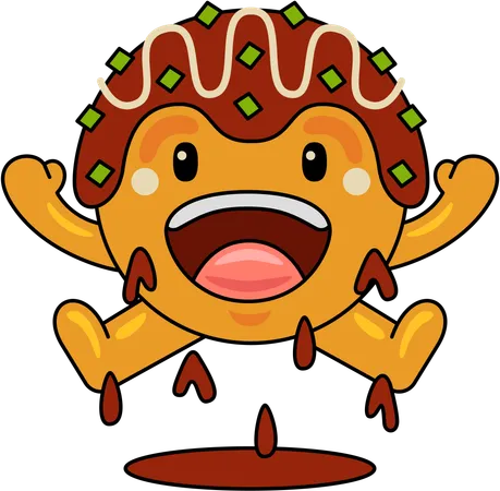 La mascota de Takoyaki se siente feliz  Ilustración