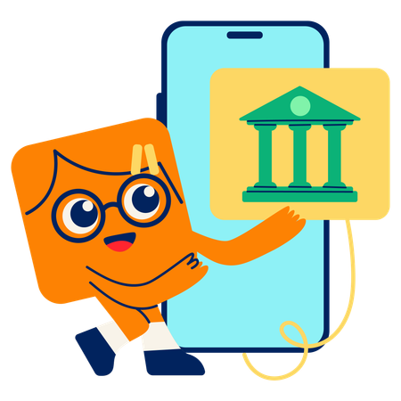 Mascota vinculando cuenta bancaria con Tap  Ilustración