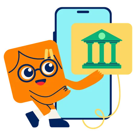 Mascota vinculando cuenta bancaria con Tap  Ilustración