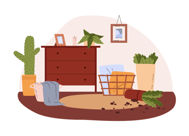 Las mascotas ensucian la casa  Ilustración