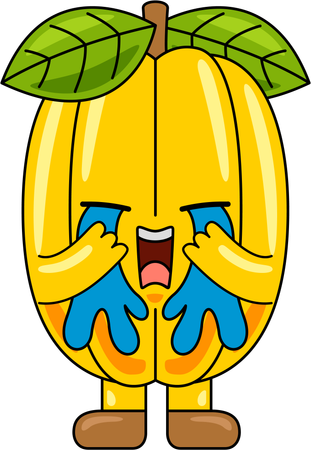 Mascote da carambola chorando  Ilustração