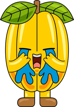 Mascote da carambola chorando  Ilustração