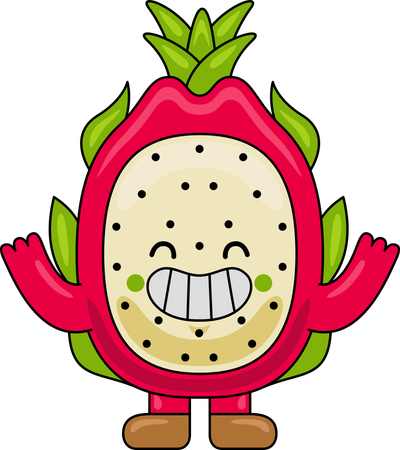 Mascote da fruta do dragão levantando as mãos  Ilustração