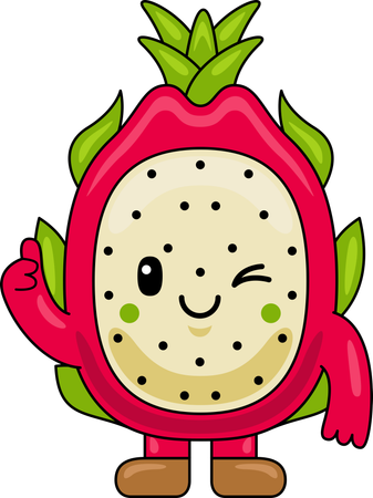 Mascote da fruta do dragão piscando olho  Ilustração