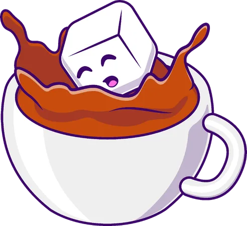 Mascote de chá quente e açúcar  Ilustração