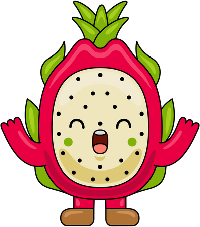 Mascote da fruta do dragão com braços abertos  Ilustração