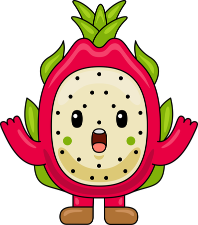 Mascote da fruta do dragão com braços bem abertos  Ilustração