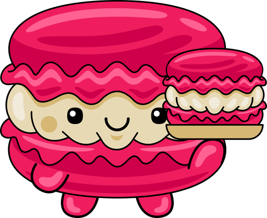 Mascote macaroon segurando macaroon  Ilustração