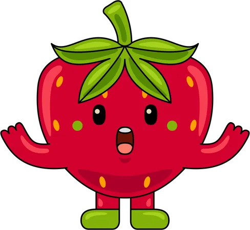 Mascote de morango com braços abertos  Ilustração