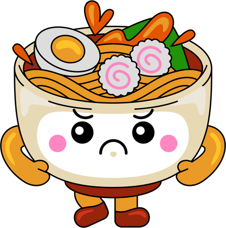 Personagem mascote ramen irritado  Ilustração